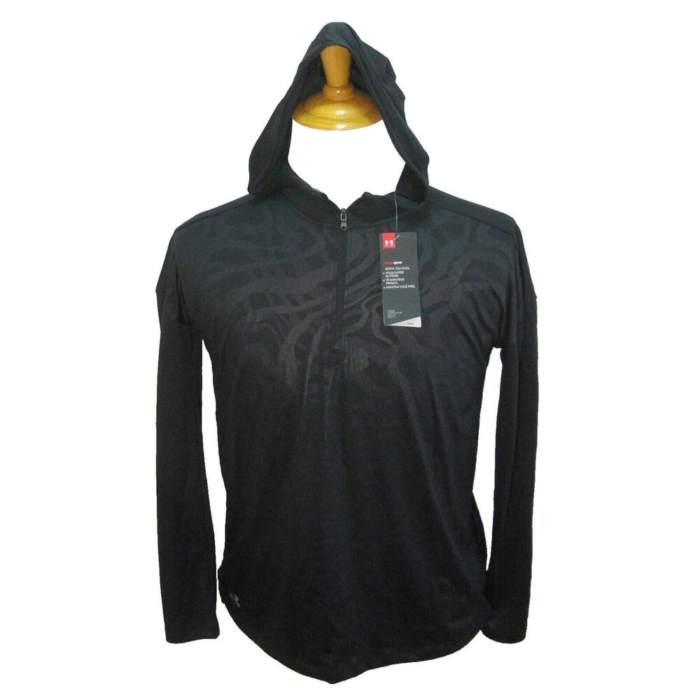 New UNDER ARMOUR Women's Medium Black Long Sleeve Hoodie Athletic Hooded T-Shirt